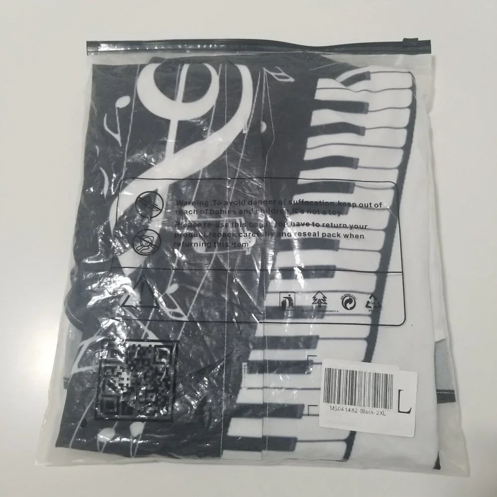 NWT Garamode Men's Casual Music Symbol Patchwork Print Shirt Size 2XL Color Blac - Picture 5 of 5